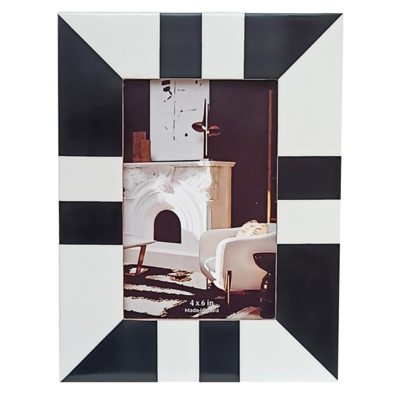 Kingston Living Geometric 4 x 6 Photo Frame - 8.5" - Black and White